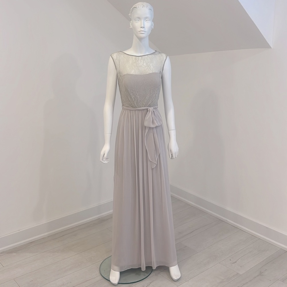 Sample Sale-NWT- Aftersix- 6734-size 10-Oyster(Grey/Taupe)chiffon-lace- Pristine